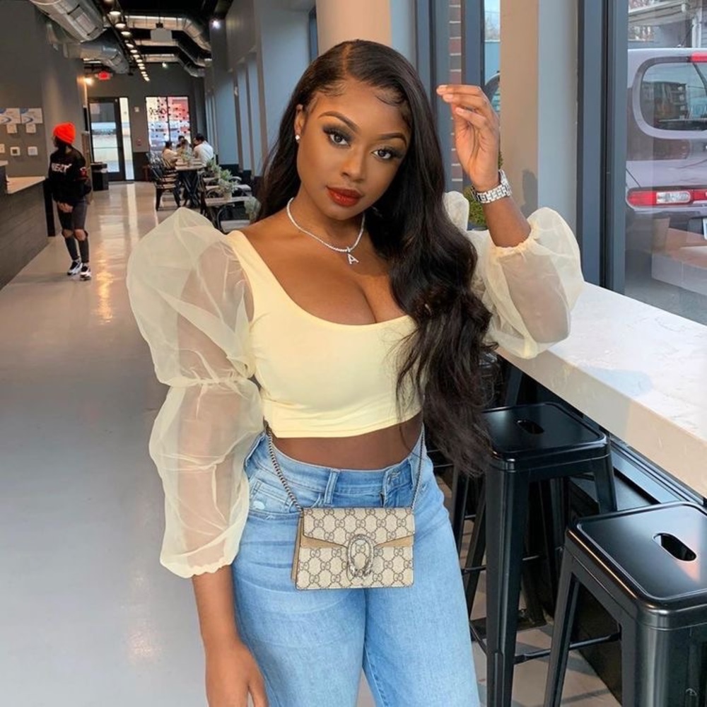 Pale yellow crop top